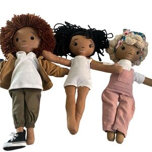 HarperIman 14” Linen plush dolls make believe pretend lot 3 missing accessories